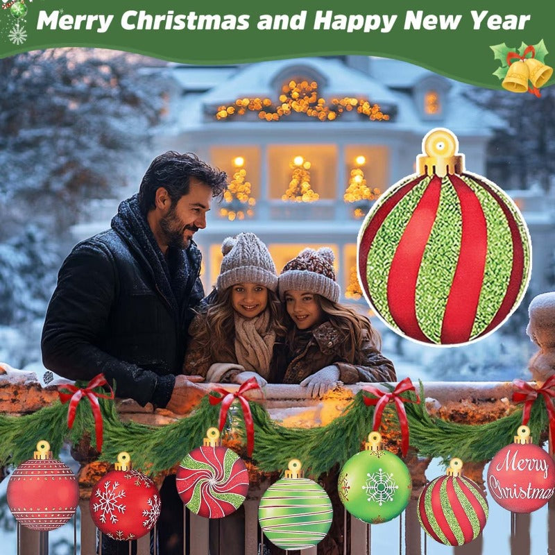 12/15PCS Christmas Wooden Pendants 2D Christmas Ball Xmas Tree Hanging Decor New Year Party Christmas Decoration Supplies