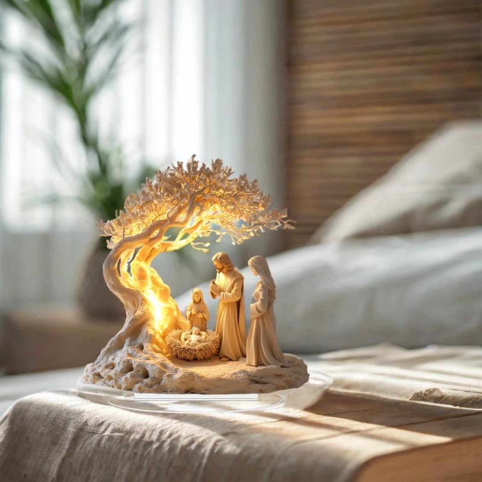 FAMILIFE 1pc Acrylic Christmas Nativity Scene Tabletop Ornament 2D Flat Desk Decoration for Religious Home