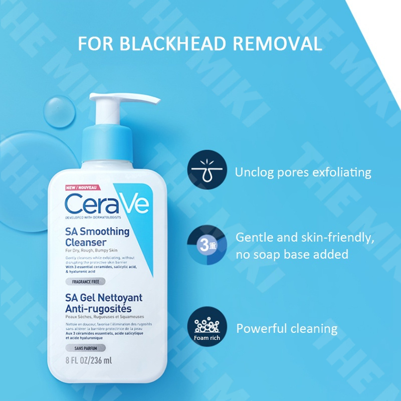 CeraVe Facial Cleanser SA Smoothing Moisturising Lotion Hydrating Foaming Cleanserl 2% Salicylic Acid|Moisturising 236ml