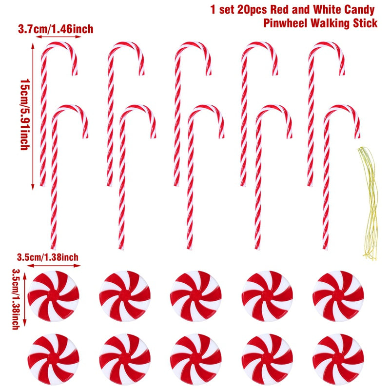 20pcs Red White Christmas Candy Cane Pendant Peppermint Pinwheel Candy Xmas Tree Hanging Christmas Ornaments Christmas Tree Decor Christmas Decorations For Home 2025