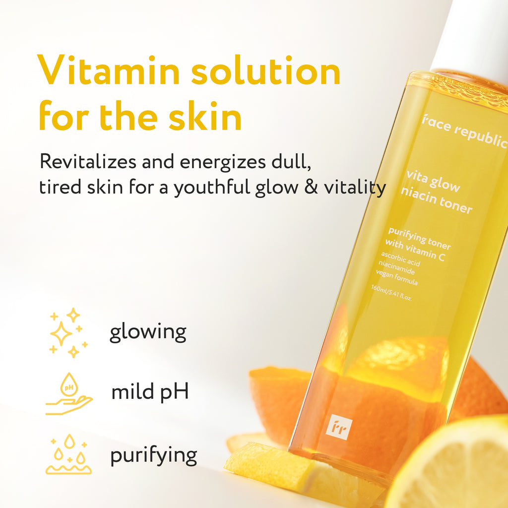 Face Republic Vita Glow Niacin Toner 160mL [Dull Skin, Brightening / Niacinamide 5%] Vegan | Clean Kbeauty Skincare