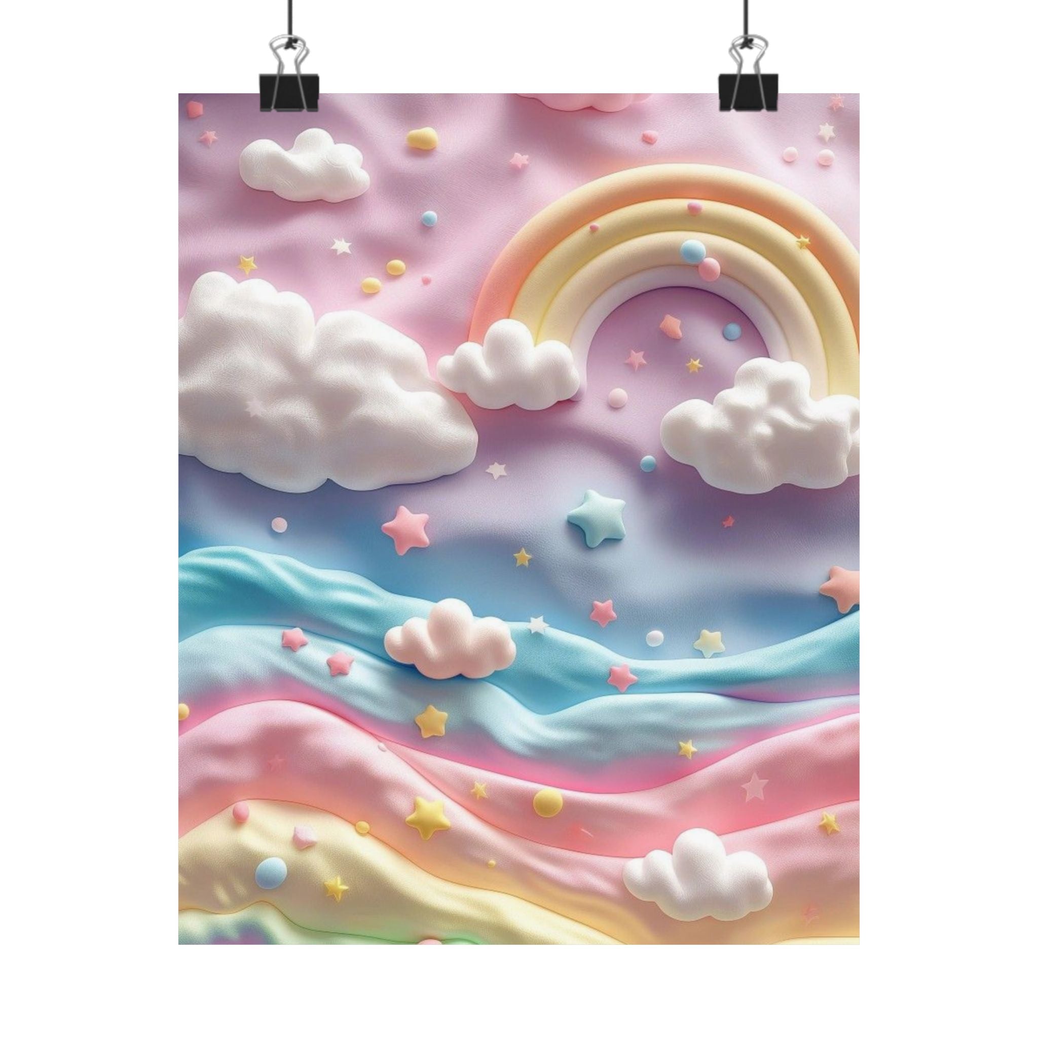 Whimsical Rainbow Wall Art, Cute Room Decor, Matte Vertical Posters, Colorful Nursery Prints, Pastel Aesthetic Art, Kids Bedroom Wall Decor