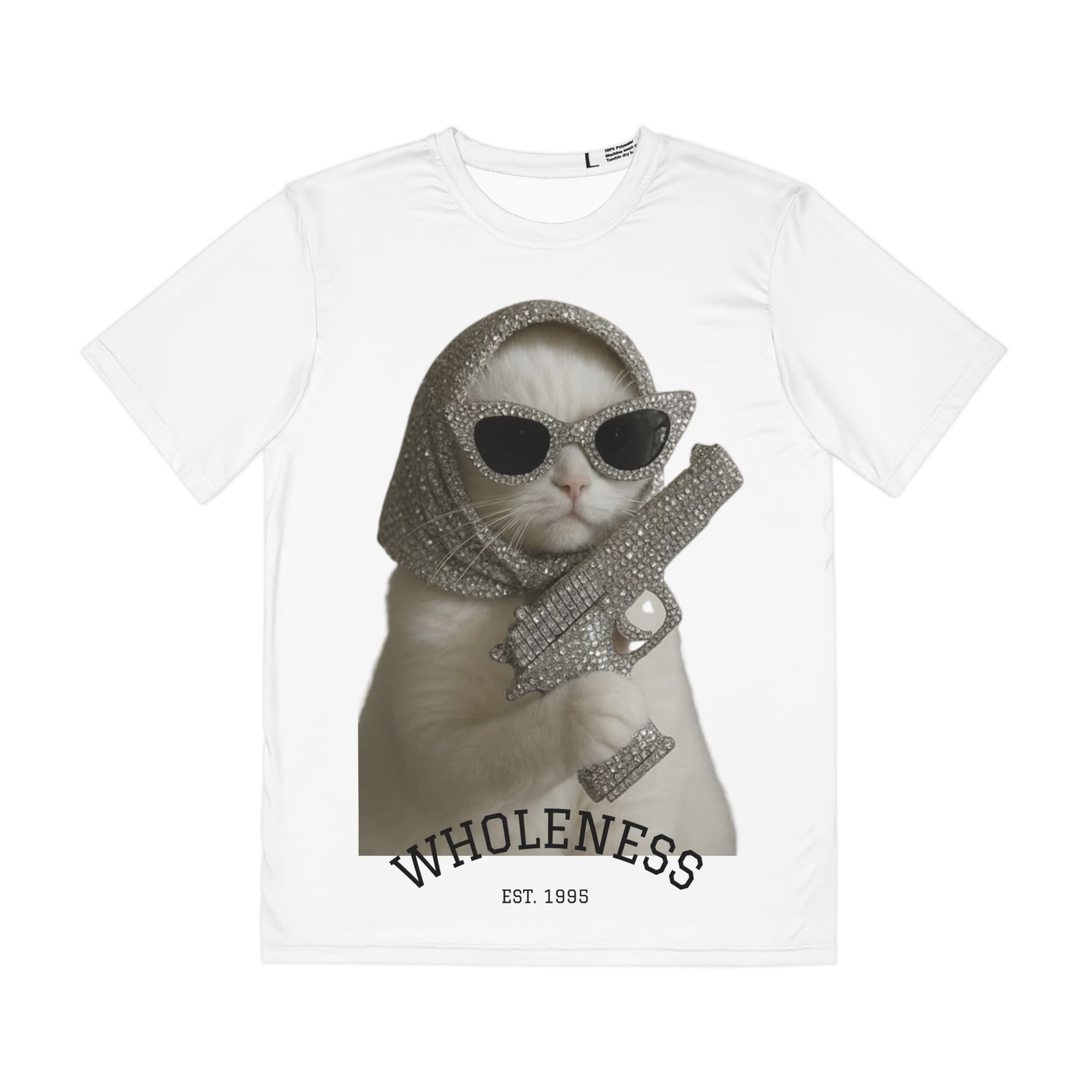 Whimsical Cat Graphic Tee, Funny Cat Shirt, Unique Polyester T-Shirt, Comfy Casual Wear, Gift for Cat Lovers, Quirky Fashion