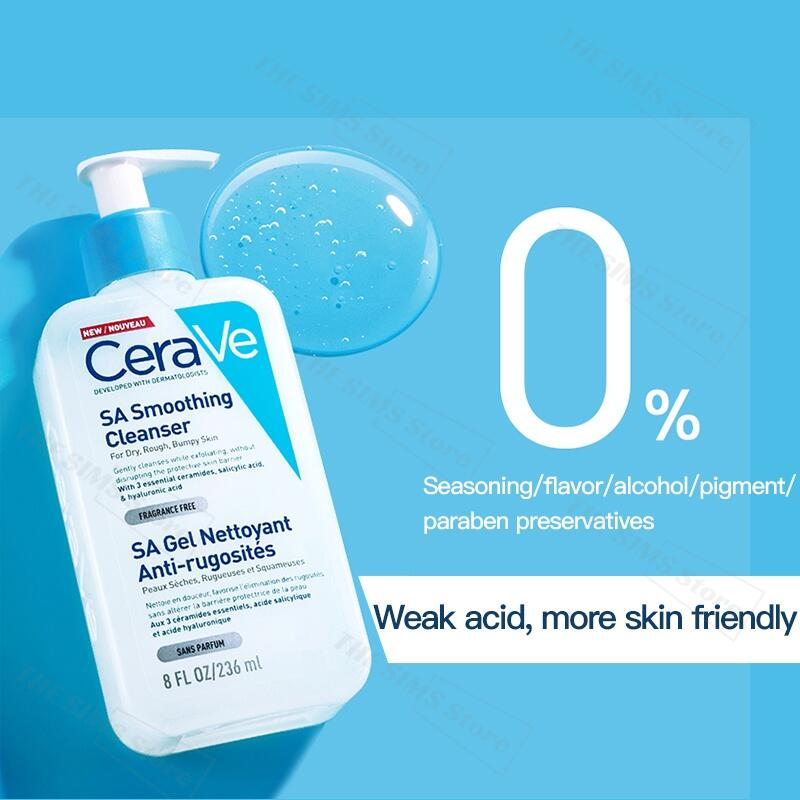 CeraVe Facial Cleanser SA Smoothing Moisturising Lotion Hydrating Foaming Cleanserl 2% Salicylic Acid|Moisturising 236ml