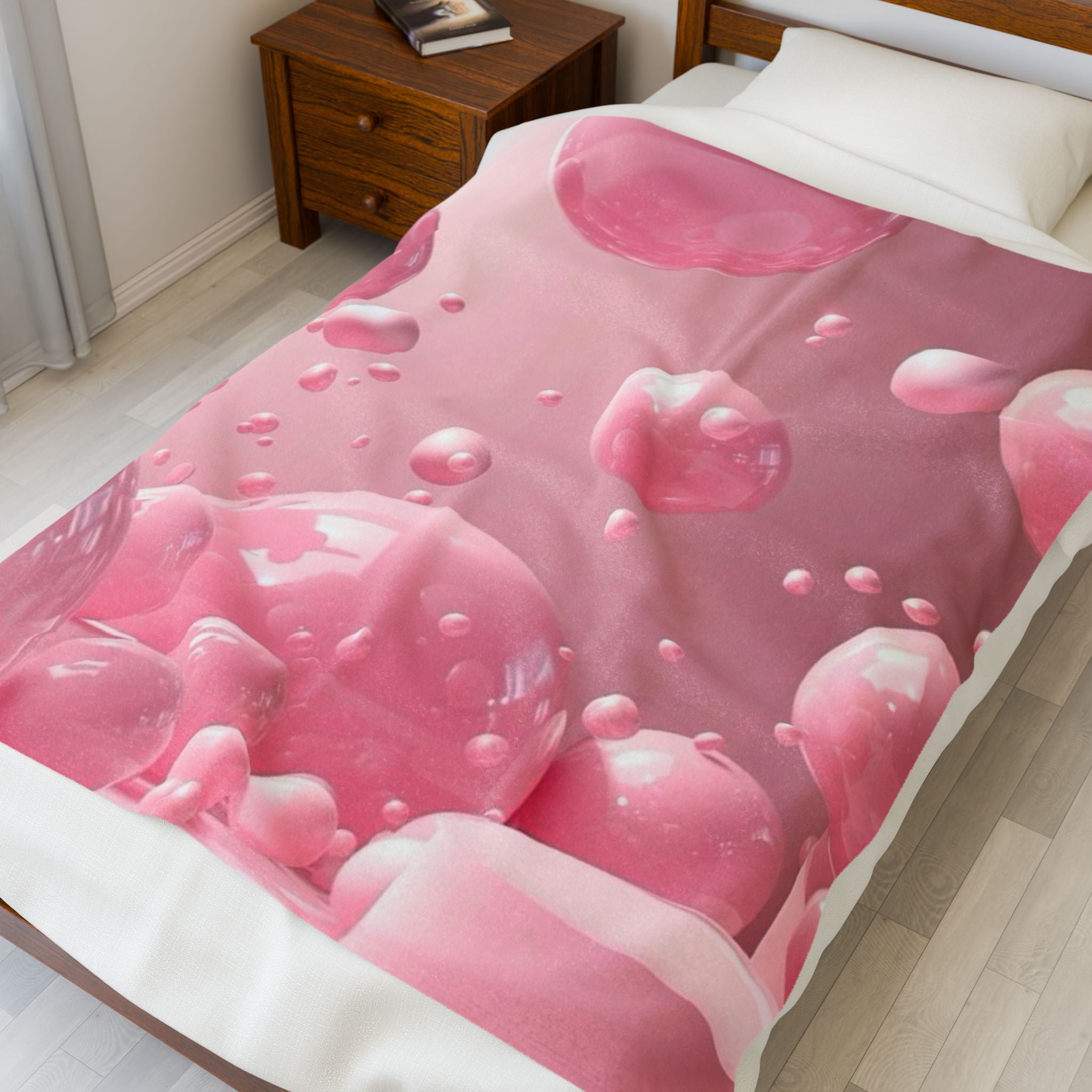 Pink Bubble Velvet Blanket, Cozy Throw, Soft Plush Blanket, Home Decor, Perfect Gift for Friends, Spa Day Essential