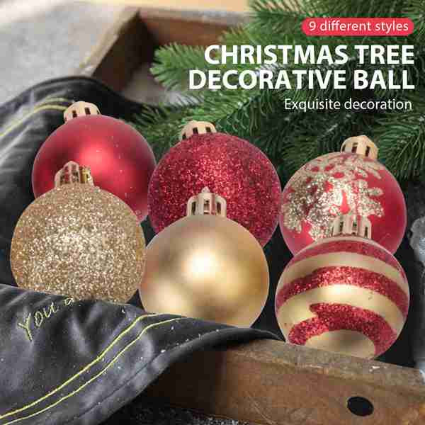 [READY STOCK] COD 50Pcs Set Classic Christmas Tree Balls Ornaments 4cm Electroplated & Painted Balls for Tree Decoration