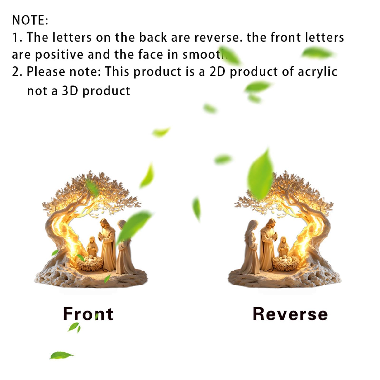 FAMILIFE 1pc Acrylic Christmas Nativity Scene Tabletop Ornament 2D Flat Desk Decoration for Religious Home