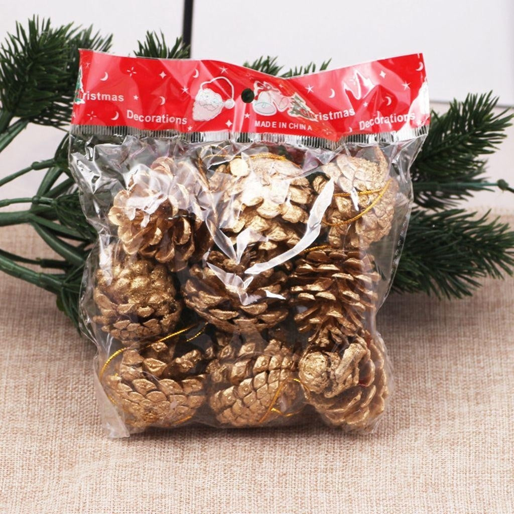 10pcs Artificial Flower Red Christmas Berry and Pine Cone with Holly Branches Christmas Decoration for Home Floral Decor