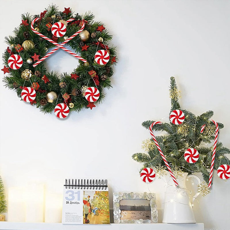 20pcs Red White Christmas Candy Cane Pendant Peppermint Pinwheel Candy Xmas Tree Hanging Christmas Ornaments Christmas Tree Decor Christmas Decorations For Home 2025