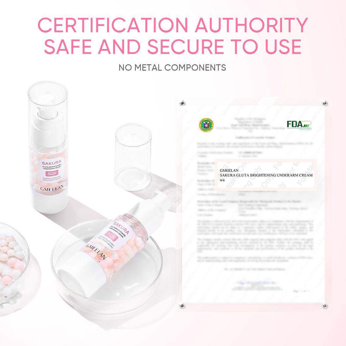 GMEELAN Sakura Underarm Whitening Cream Glutathione 30g 5X Ceramide Body Lotion Pearl Moisturizer