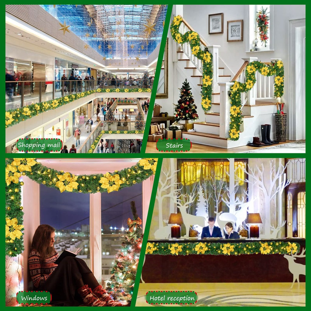 GD Christmas 2.4m Decorations Christmas Tree Plasic Grass Garland Green/White Christmas