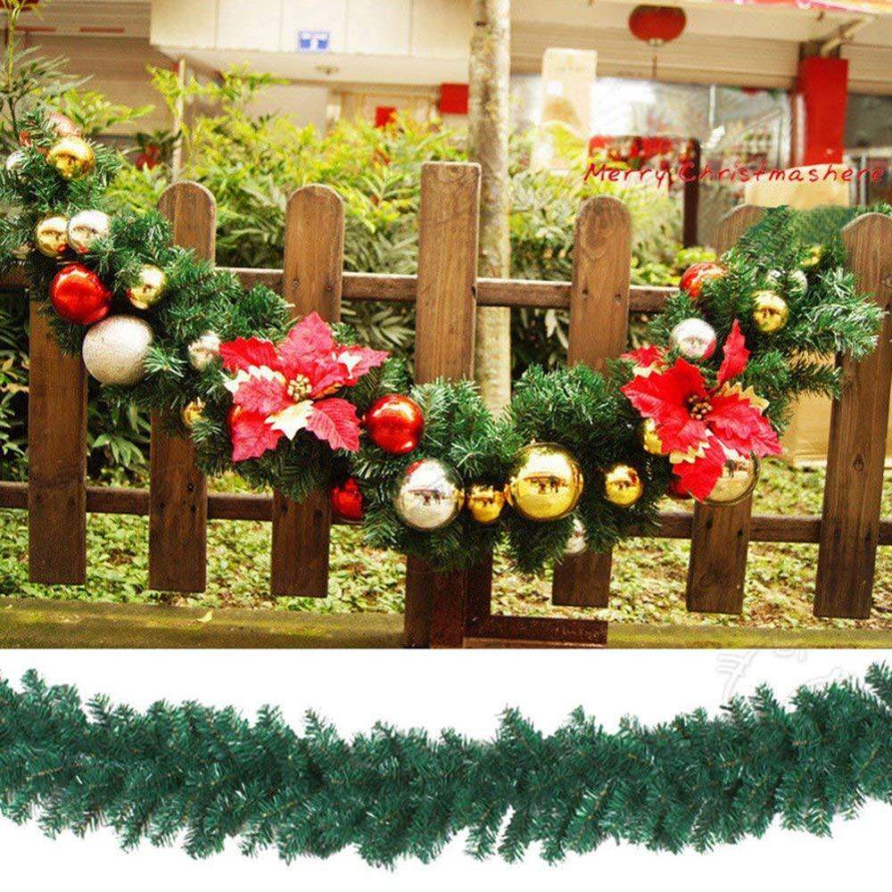 GD Christmas 2.4m Decorations Christmas Tree Plasic Grass Garland Green/White Christmas