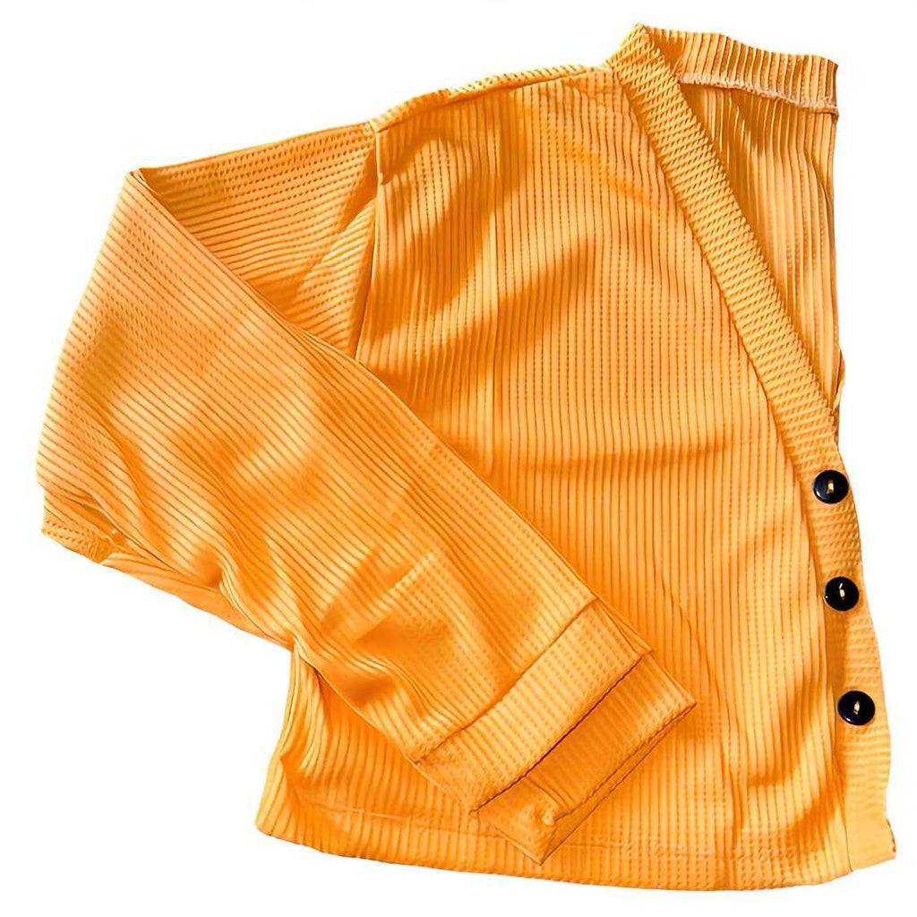 Cardigan semicrop oversized long sleeve waffle knitted