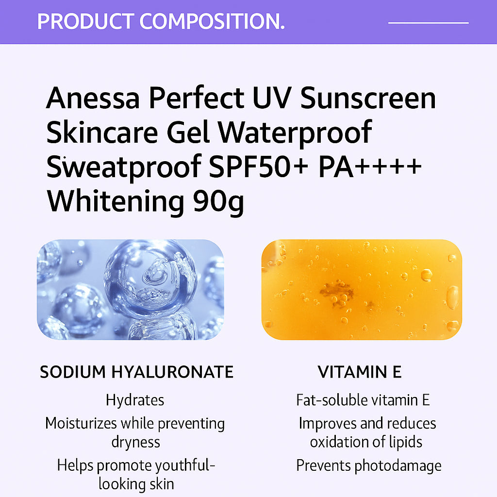 Anessa Gold Bottle Sunscreen Gel Waterproof Sweatproof 90g Facial Universal Protection SPF50+ PA++++ Whitening Sun Protection