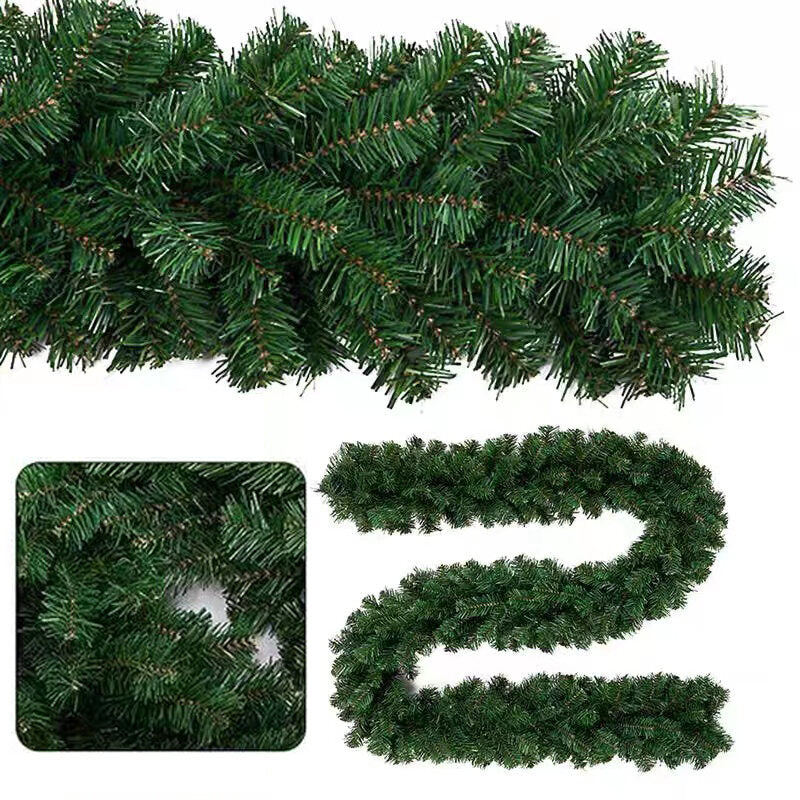 GD Christmas 2.4m Decorations Christmas Tree Plasic Grass Garland Green/White Christmas
