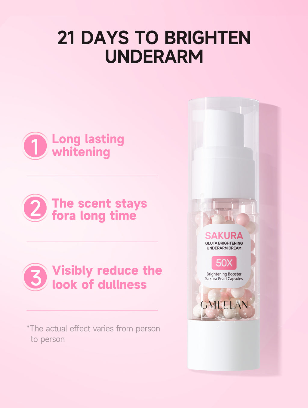 GMEELAN Sakura Underarm Whitening Cream Glutathione 30g 5X Ceramide Body Lotion Pearl Moisturizer