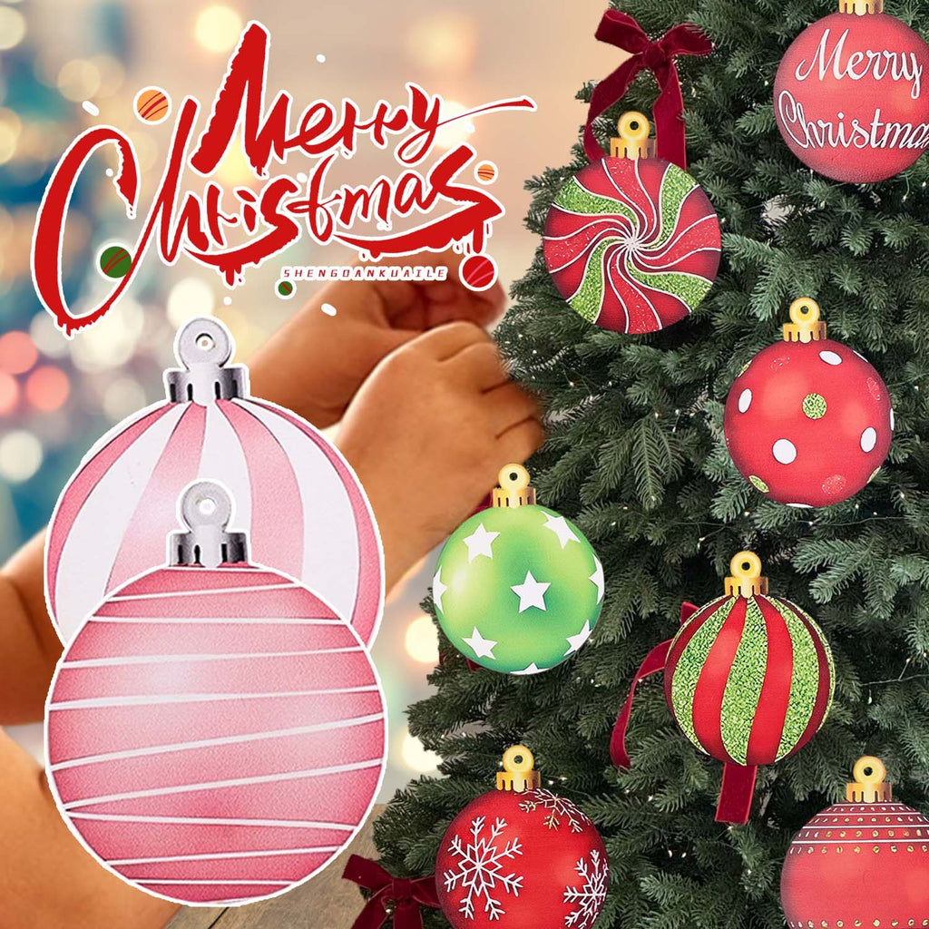 12/15PCS Christmas Wooden Pendants 2D Christmas Ball Xmas Tree Hanging Decor New Year Party Christmas Decoration Supplies
