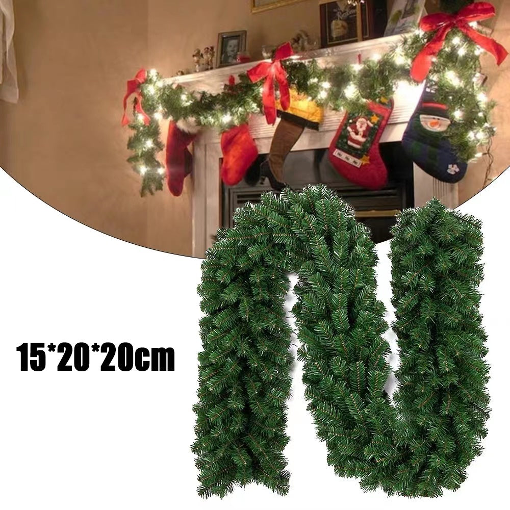 GD Christmas 2.4m Decorations Christmas Tree Plasic Grass Garland Green/White Christmas