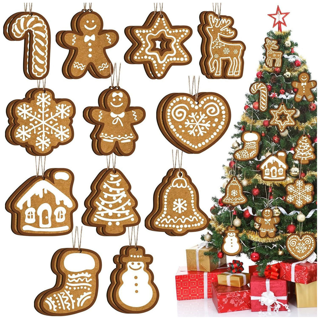 12/15PCS Christmas Wooden Pendants 2D Christmas Ball Xmas Tree Hanging Decor New Year Party Christmas Decoration Supplies