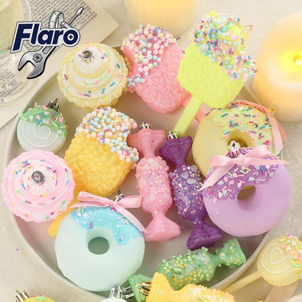 FLARO Cartoon Christmas Candy Balls Set Macaroon Ice Cream Donut Cake Lollipop Balls Pendant Party Supplies Elegant Christmas Tree Ornaments Merry Christmas Decor