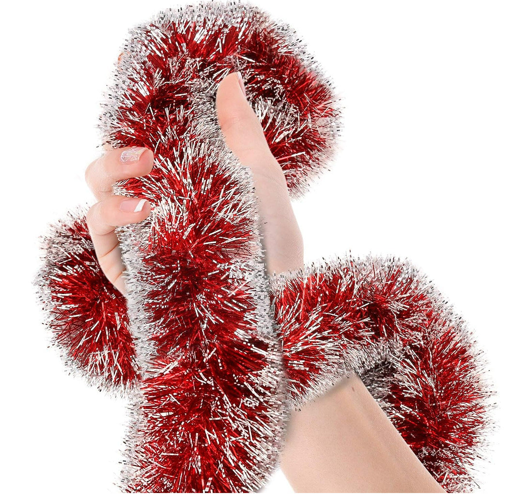 2M Christmas Garland Home Party Wall Door Decor Xmas Tree Ornaments Tinsel Strips with Bowknot Party