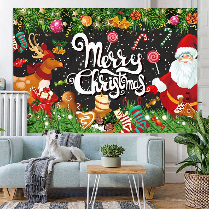 O-KAY Christmas Wall Tapestry Festival Hanging Cloth Background Cloth Wall Decoration Living Room Bedroom Fabric Art Wall Tapestry Tapestry Ornaments & Models
