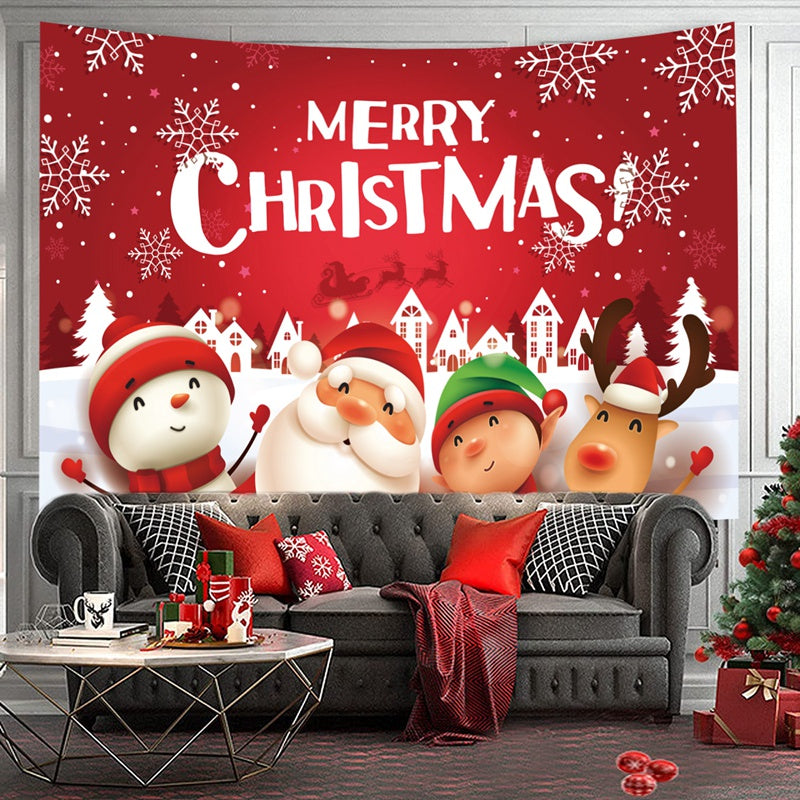 O-KAY Christmas Wall Tapestry Festival Hanging Cloth Background Cloth Wall Decoration Living Room Bedroom Fabric Art Wall Tapestry Tapestry Ornaments & Models