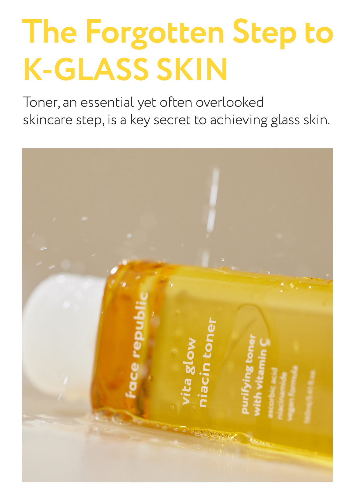 Face Republic Vita Glow Niacin Toner 160mL [Dull Skin, Brightening / Niacinamide 5%] Vegan | Clean Kbeauty Skincare