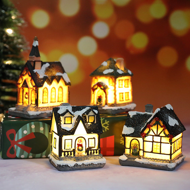 (Free battery) Christmas Village Light Nativity Scene Ornaments Decoration With Warm White Led Light