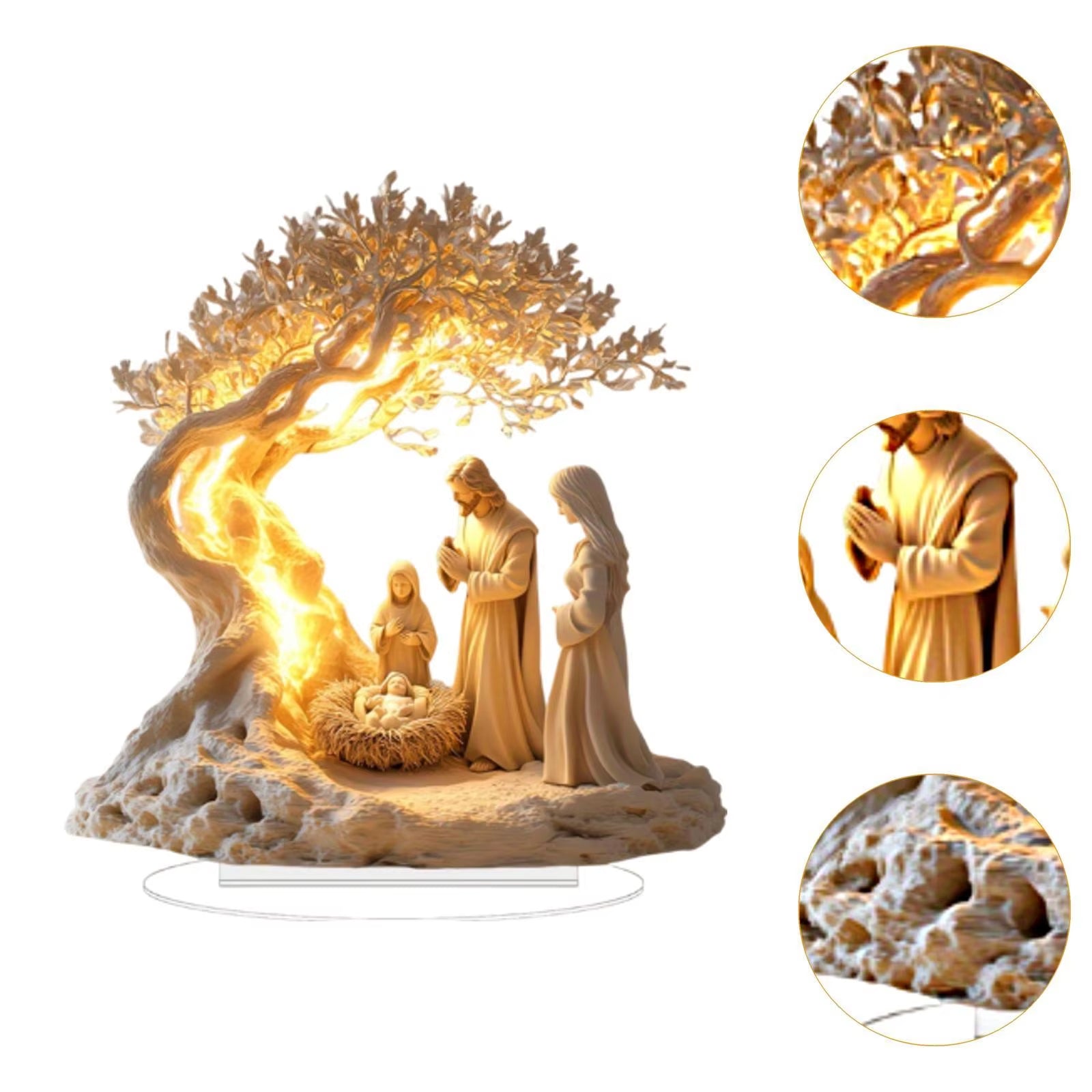 FAMILIFE 1pc Acrylic Christmas Nativity Scene Tabletop Ornament 2D Flat Desk Decoration for Religious Home