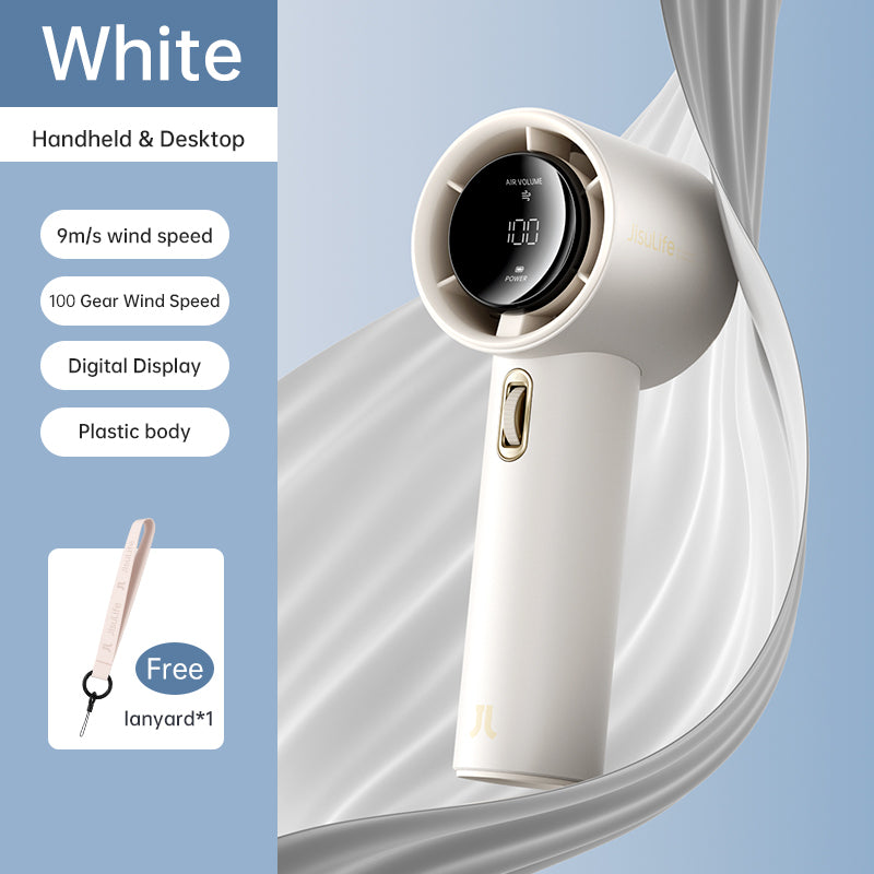 JISULIFE Handheld Fan Pro1/Pro1S Mini Fan Rechargeable Jet Fan Strong Wind 100 Gear Wind Speed Metal Body Digital Display Adjustable Turbo Fan For Commuting Outdoor Sports