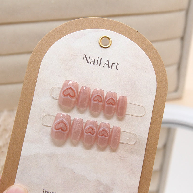 New 10PCS Cat Eye Crystal False Nail Shining Cat Eye Series Wearable False Tablets