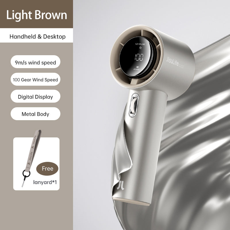 JISULIFE Handheld Fan Pro1/Pro1S Mini Fan Rechargeable Jet Fan Strong Wind 100 Gear Wind Speed Metal Body Digital Display Adjustable Turbo Fan For Commuting Outdoor Sports