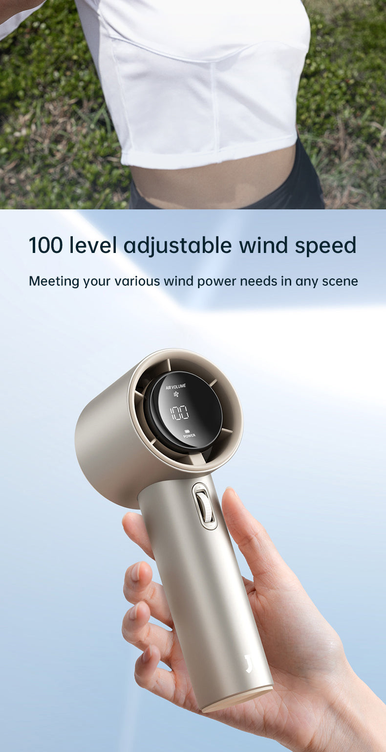 JISULIFE Handheld Fan Pro1/Pro1S Mini Fan Rechargeable Jet Fan Strong Wind 100 Gear Wind Speed Metal Body Digital Display Adjustable Turbo Fan For Commuting Outdoor Sports