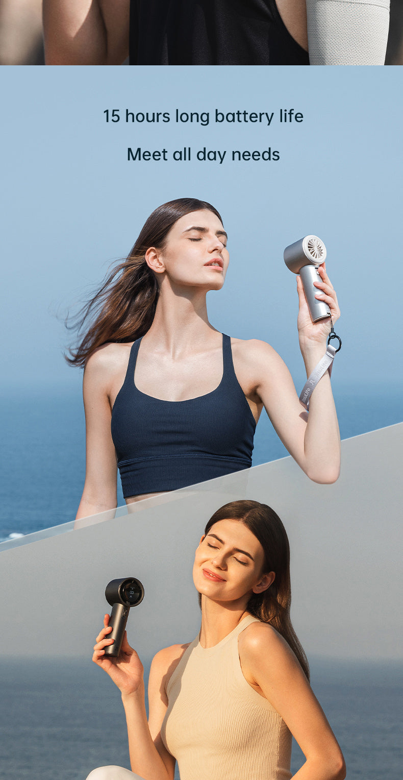 JISULIFE Handheld Fan Pro1/Pro1S Mini Fan Rechargeable Jet Fan Strong Wind 100 Gear Wind Speed Metal Body Digital Display Adjustable Turbo Fan For Commuting Outdoor Sports