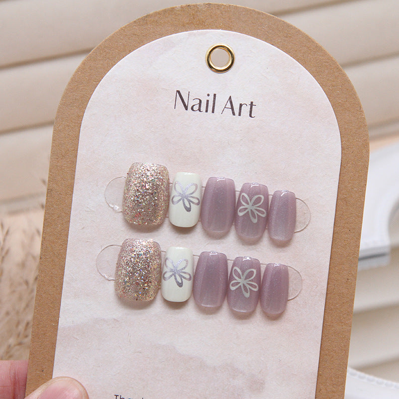 New 10PCS Cat Eye Crystal False Nail Shining Cat Eye Series Wearable False Tablets