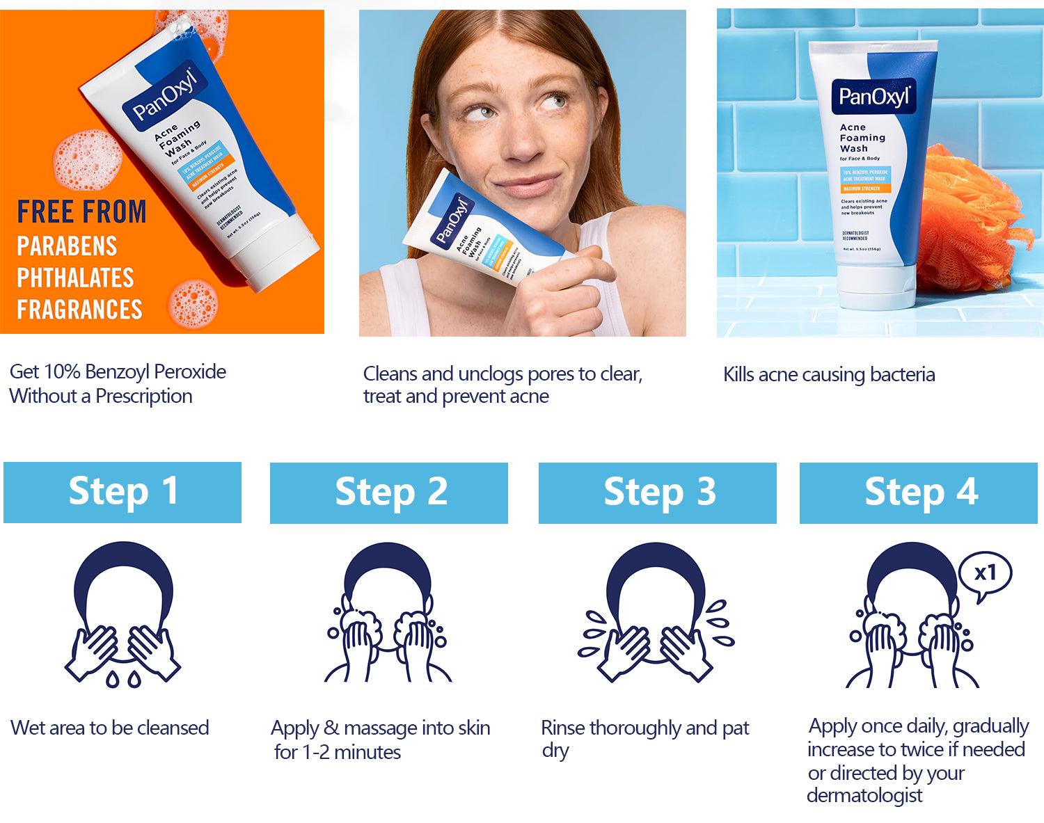 (US Import) PanOxyl 10% Acne Foaming Wash Benzoyl Peroxide 10% High strength antibacterial agent