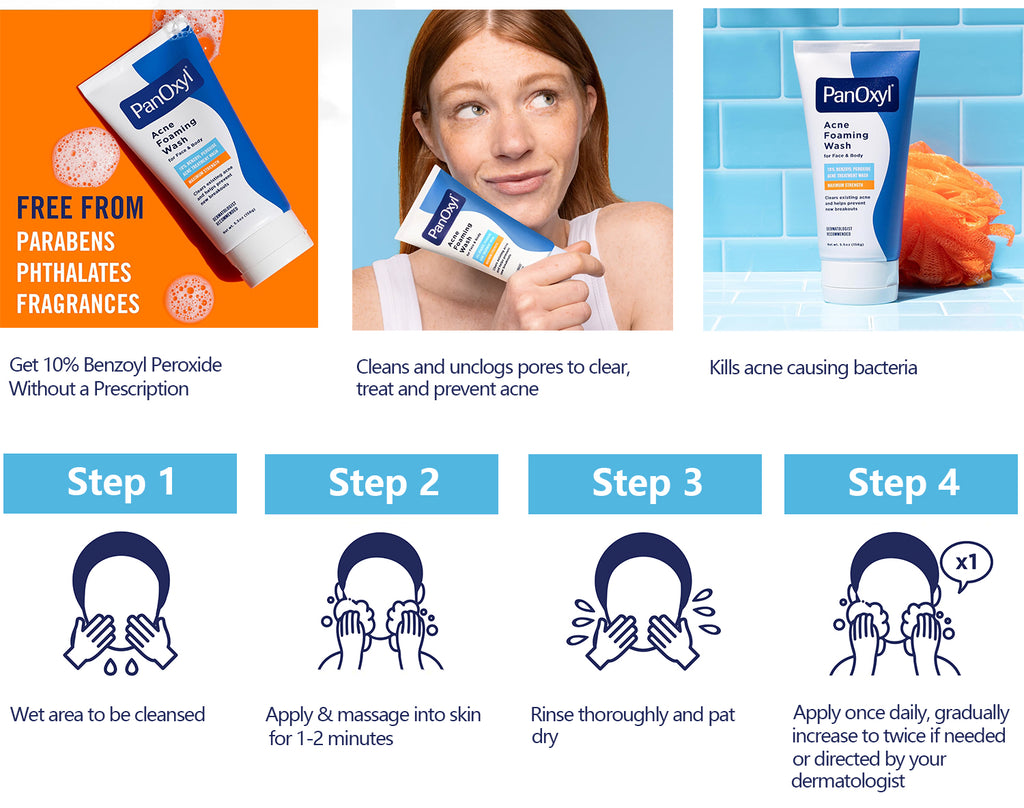 (US Import) PanOxyl 10% Acne Foaming Wash Benzoyl Peroxide 10% High strength antibacterial agent