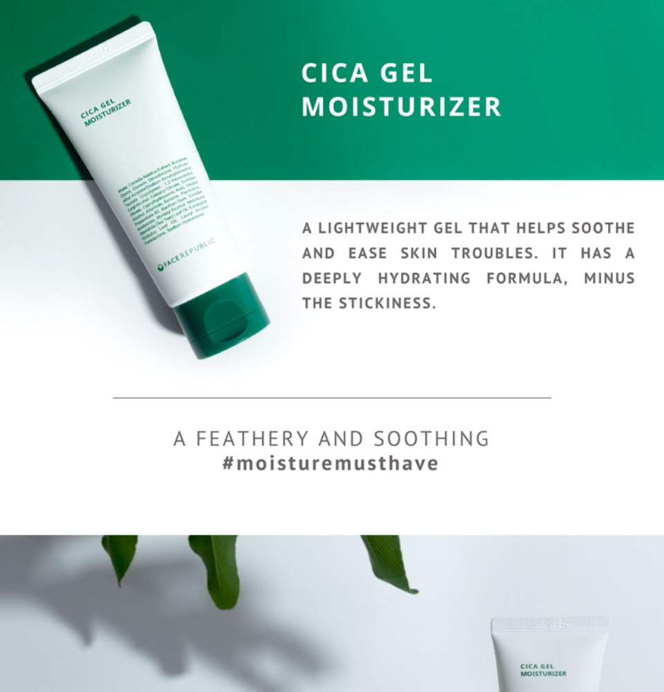Face Republic CICA Gel Moisturizer 50mL [ Oily, Sensitive Skin, Acne / Tea Tree]  | Clean Kbeauty Skincare