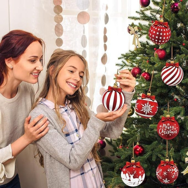 12/15PCS Christmas Wooden Pendants 2D Christmas Ball Xmas Tree Hanging Decor New Year Party Christmas Decoration Supplies