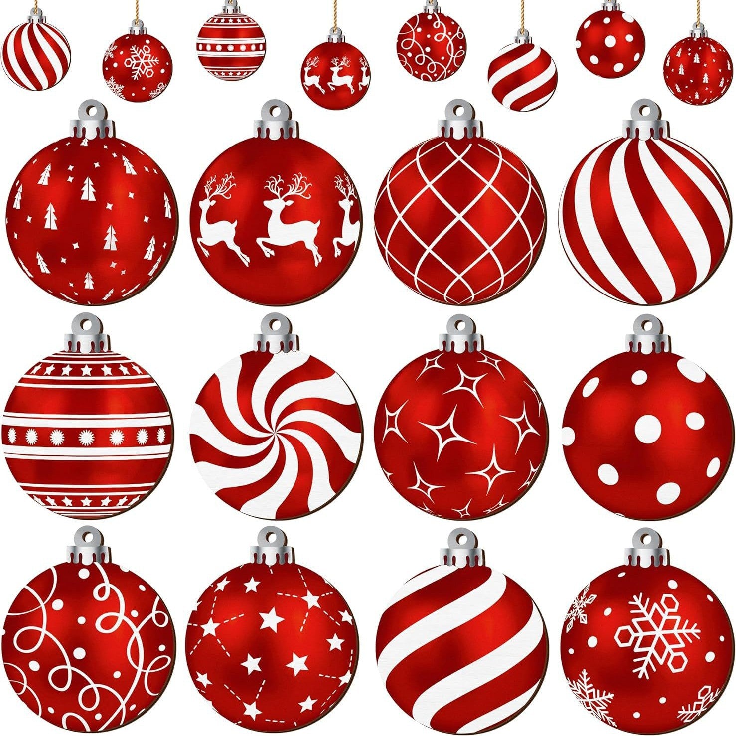 12/15PCS Christmas Wooden Pendants 2D Christmas Ball Xmas Tree Hanging Decor New Year Party Christmas Decoration Supplies