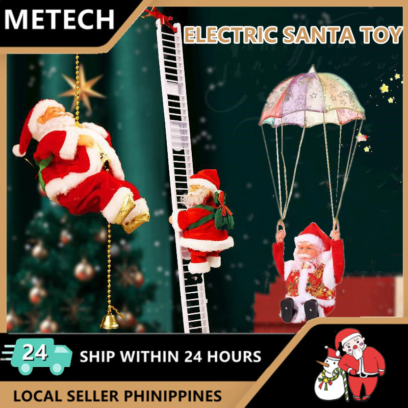 METECH Santa Claus Climbing Ladder Doll Christmas Decoration Plush Doll Toy for Christmas Gift Toy