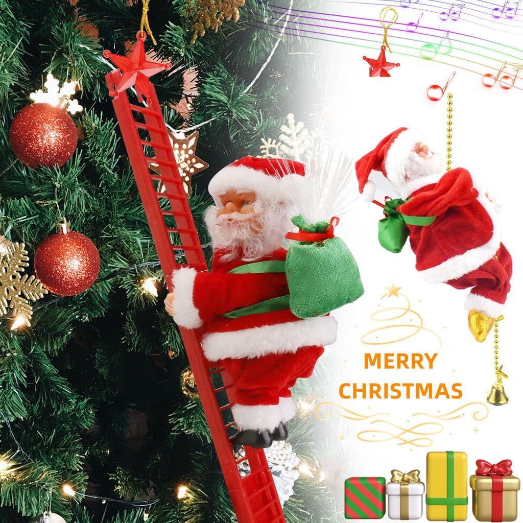 METECH Santa Claus Climbing Ladder Doll Christmas Decoration Plush Doll Toy for Christmas Gift Toy
