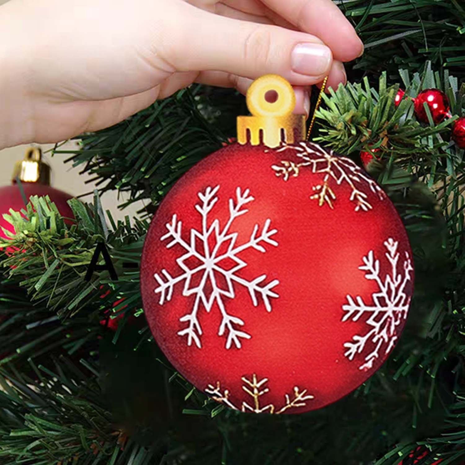 12/15PCS Christmas Wooden Pendants 2D Christmas Ball Xmas Tree Hanging Decor New Year Party Christmas Decoration Supplies