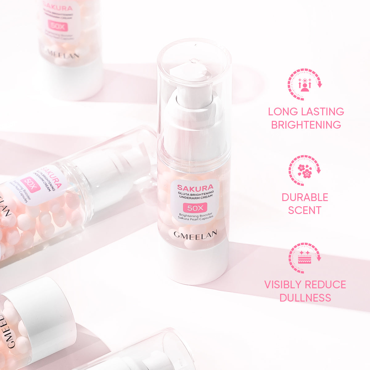 GMEELAN Sakura Underarm Whitening Cream Glutathione 30g 5X Ceramide Body Lotion Pearl Moisturizer