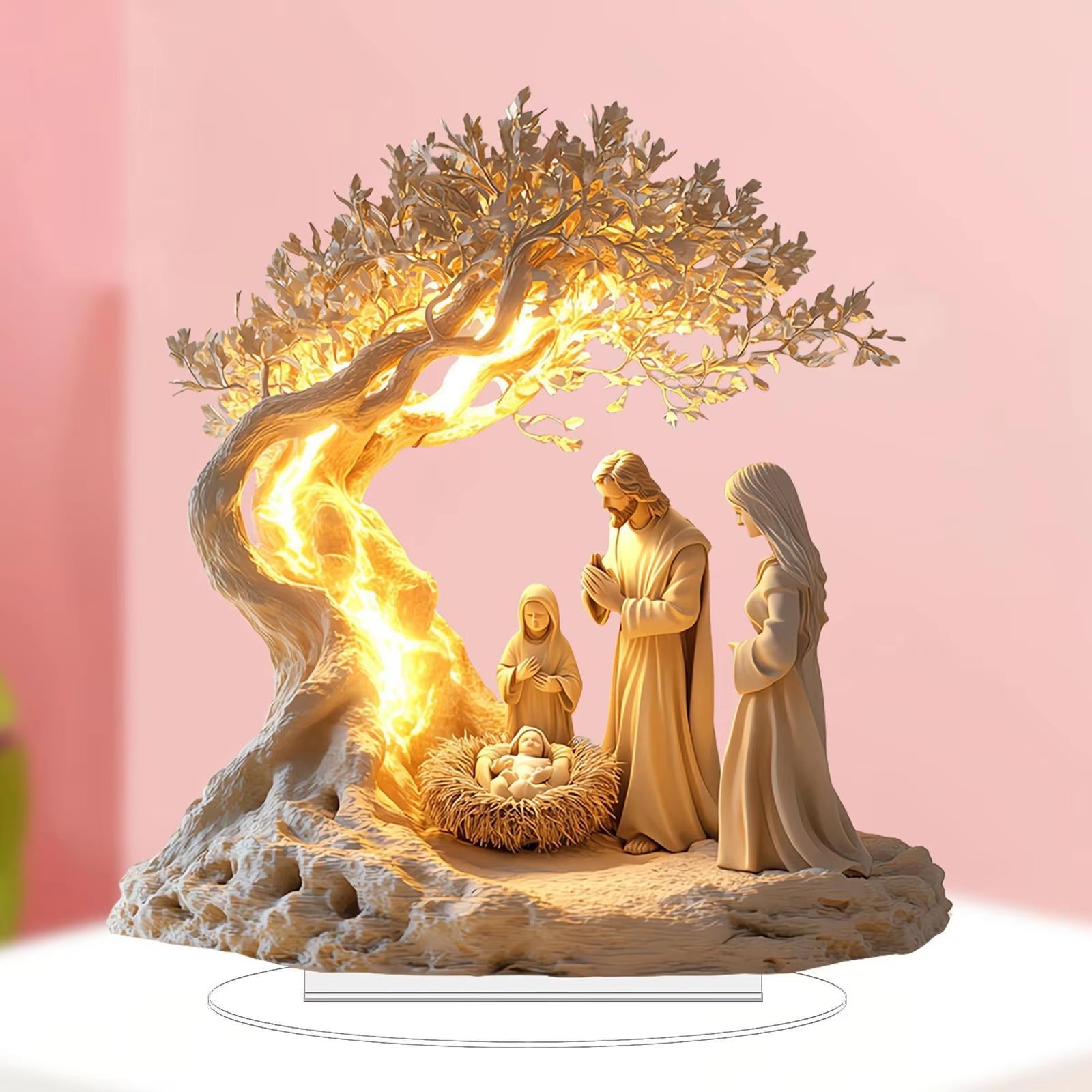 FAMILIFE 1pc Acrylic Christmas Nativity Scene Tabletop Ornament 2D Flat Desk Decoration for Religious Home
