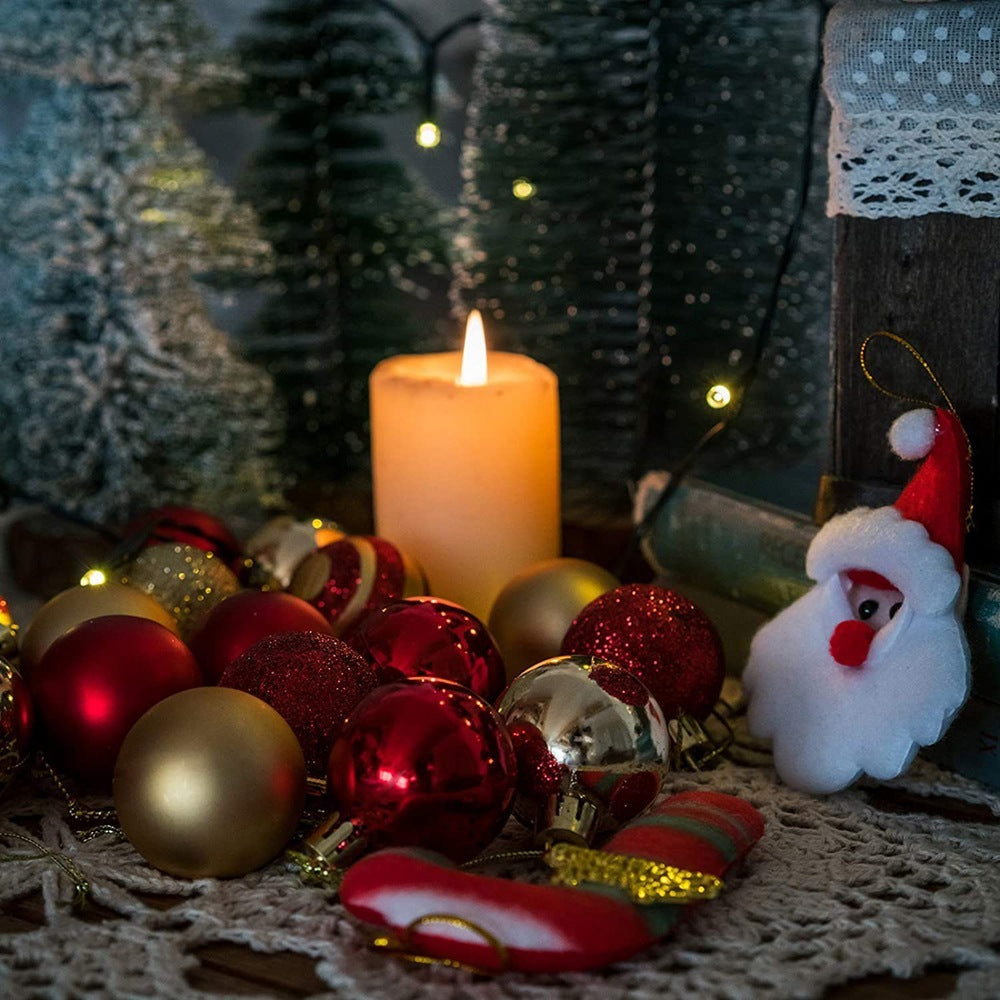 [READY STOCK] COD 50Pcs Set Classic Christmas Tree Balls Ornaments 4cm Electroplated & Painted Balls for Tree Decoration