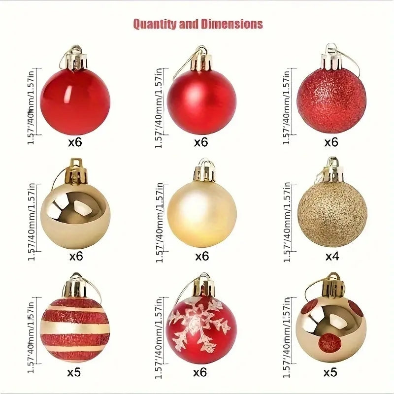 [READY STOCK] 50Pcs Christmas Tree Decorations Balls Bauble Xmas Party Hanging Ball Ornaments Christmas for Home New Year Gift