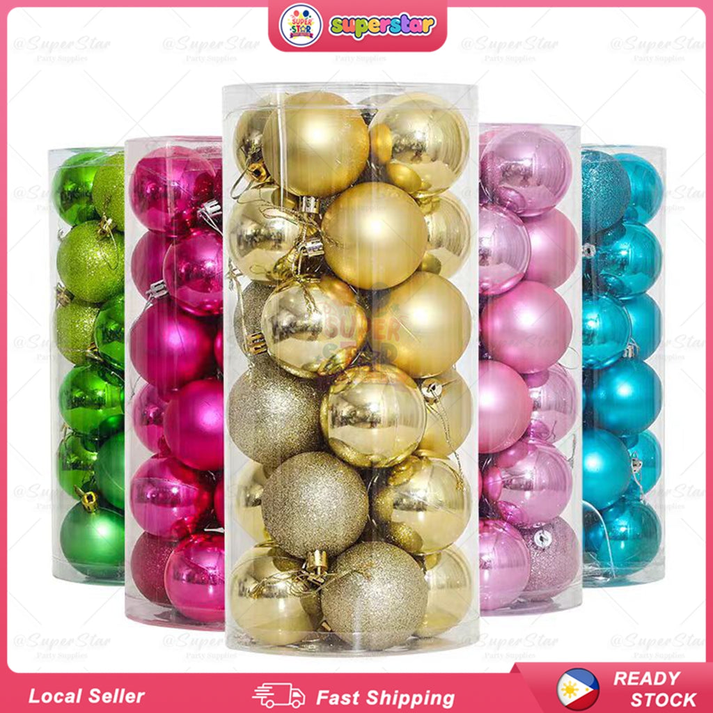 3/4/6/8CM Christmas ball decorations Christmas tree shatterproof Christmas tree decoration hanging ball suitable for festive weddings party decorations christmas balls big size decoration for home xmass decoration