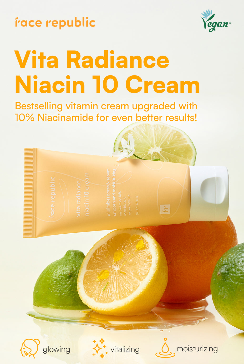 Face Republic Vita Radiance Niacin 10 Cream 50mL [Dull Skin, Brightening/Niacinamide 10%, Vegan] | Clean Kbeauty Skincare